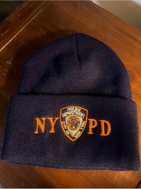 New NYPD Kids Navy Blue Embroidered Beanie